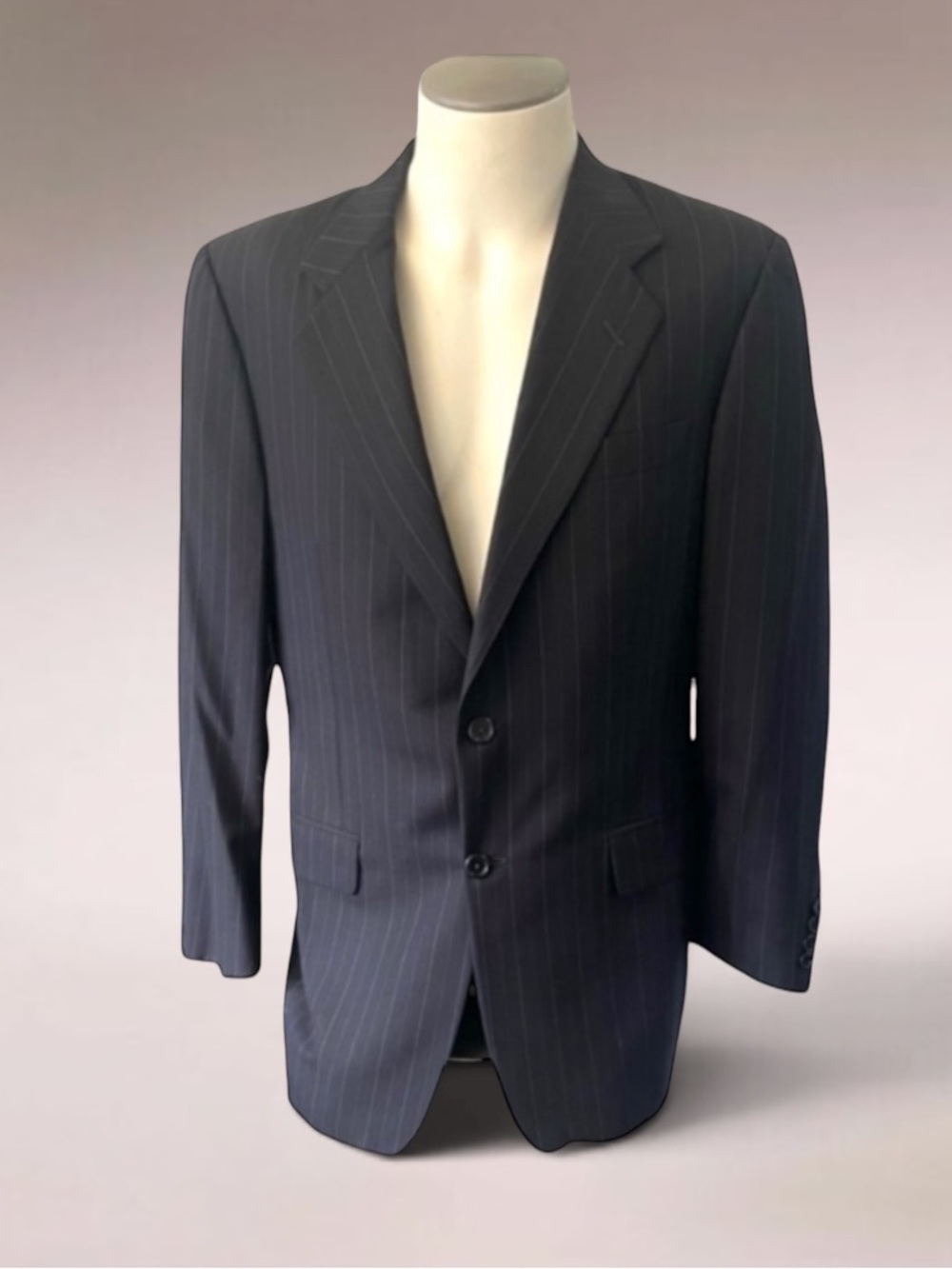 HICKEY FREEMAN COLLECTION LORO PIANA PIN STRIPE NAVY BLUE JACKET SIZE 38…